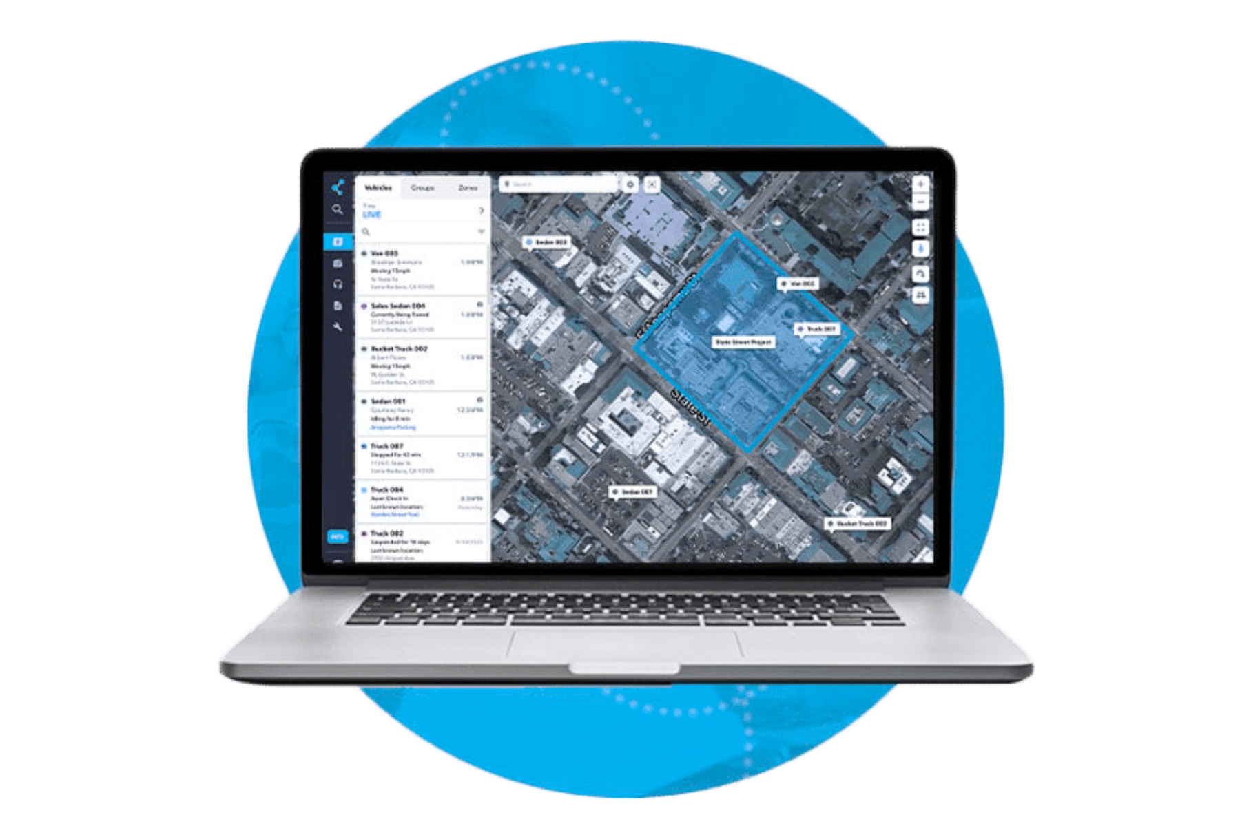 GPS telematics dashboard and fleet tracking interface